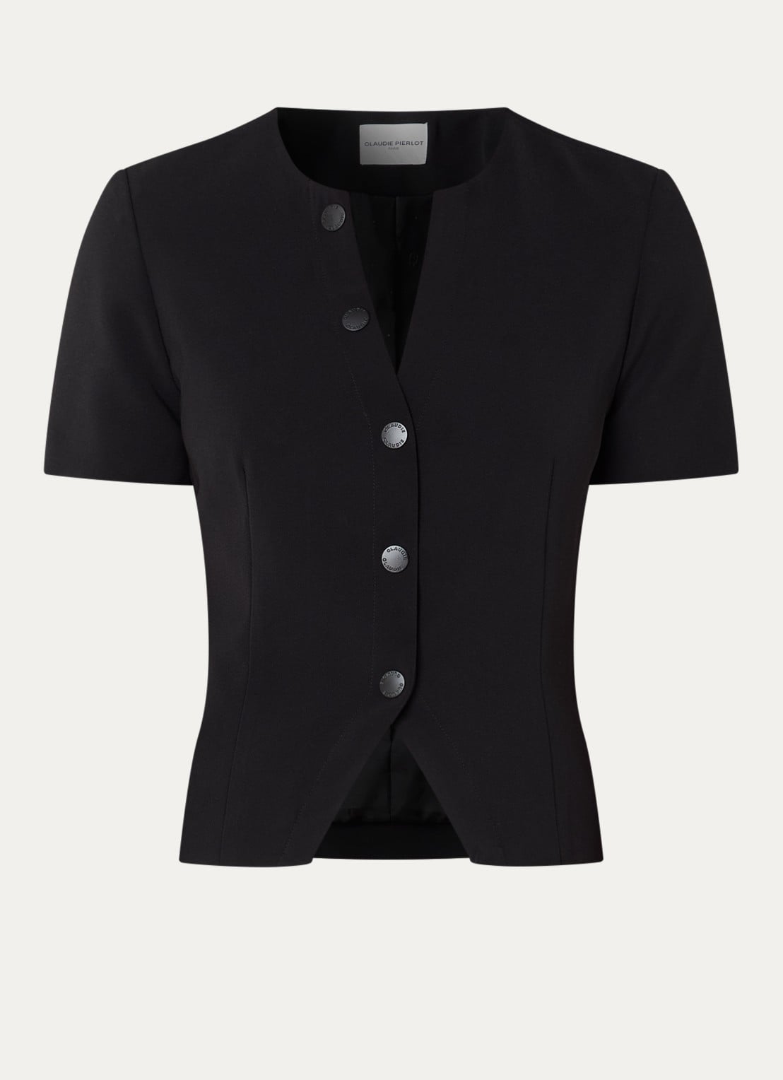 Claudie Pierlot Top met ronde hals - voorkant 3 zwart