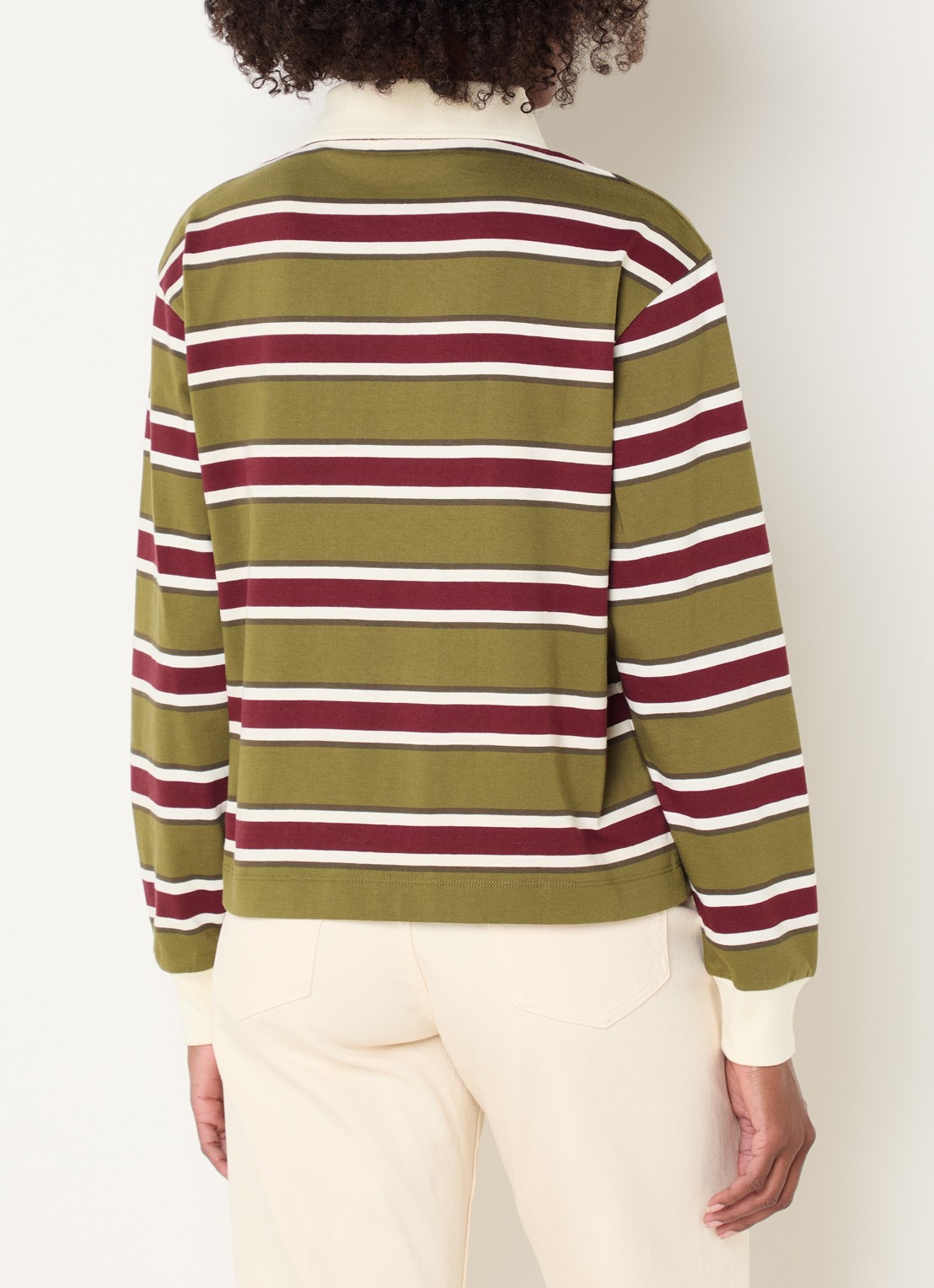 Claudie Pierlot Top met streepprint en kraag - achterkant 3 mosgroen