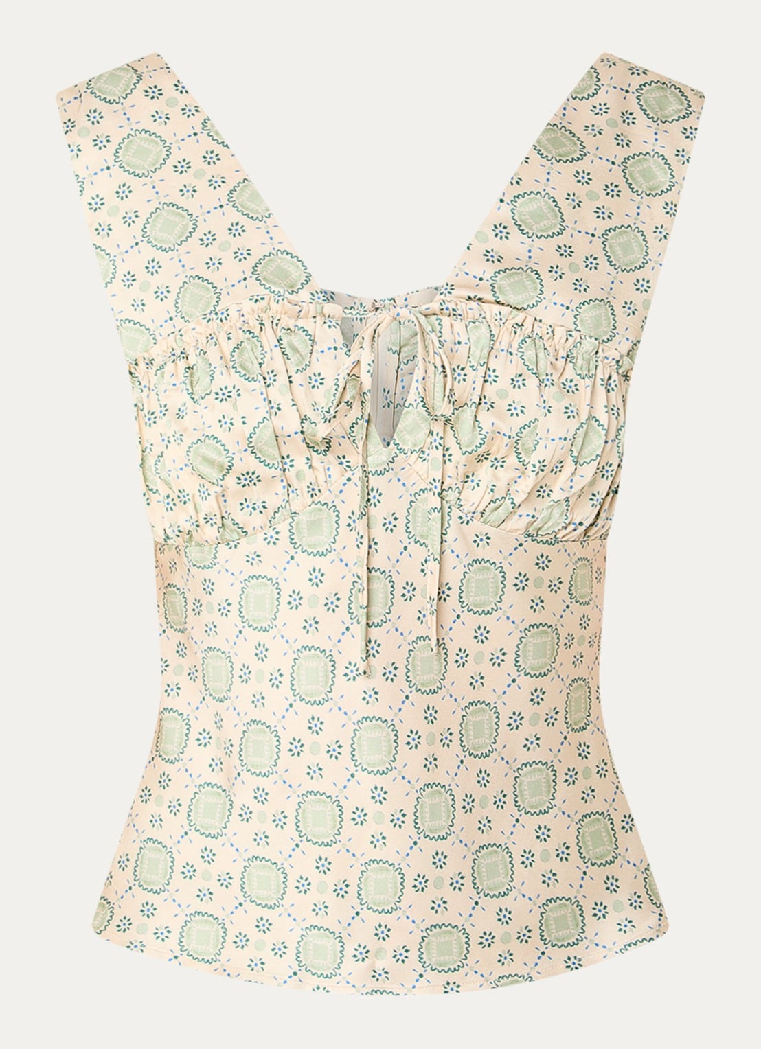 Claudie Pierlot Top met V-hals en print - voorkant 2 lichtgroen