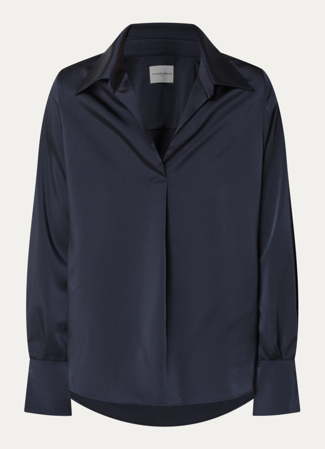 Claudie Pierlot Top van satijn - voorkant 2 blauw
