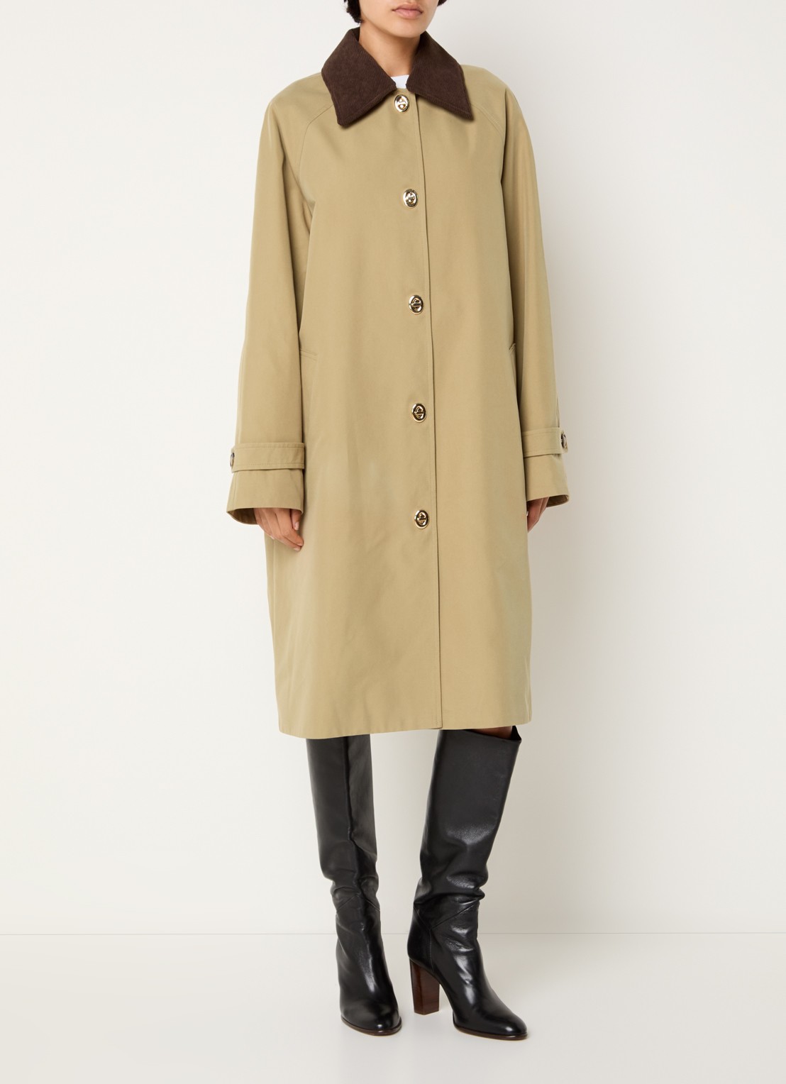 Claudie Pierlot Trenchcoat met steekzakken - detail 2 mosterd