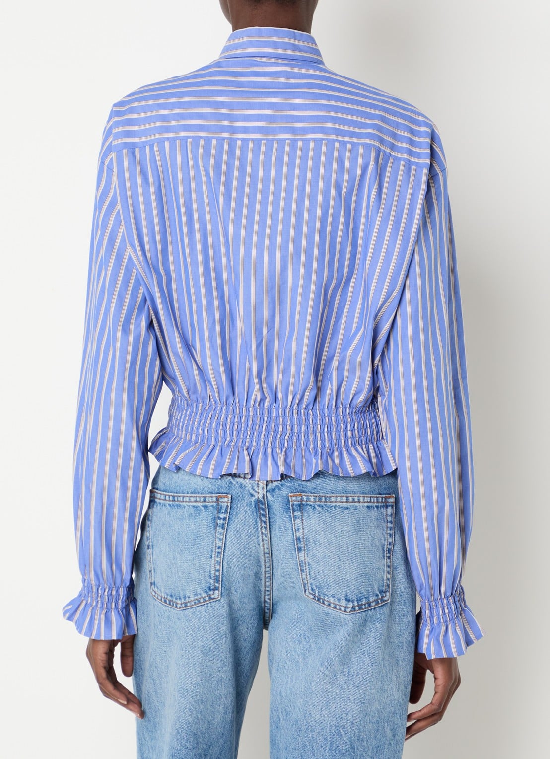 Claudie Pierlot Tuniek met smockwerk en streepprint - achterkant blauw