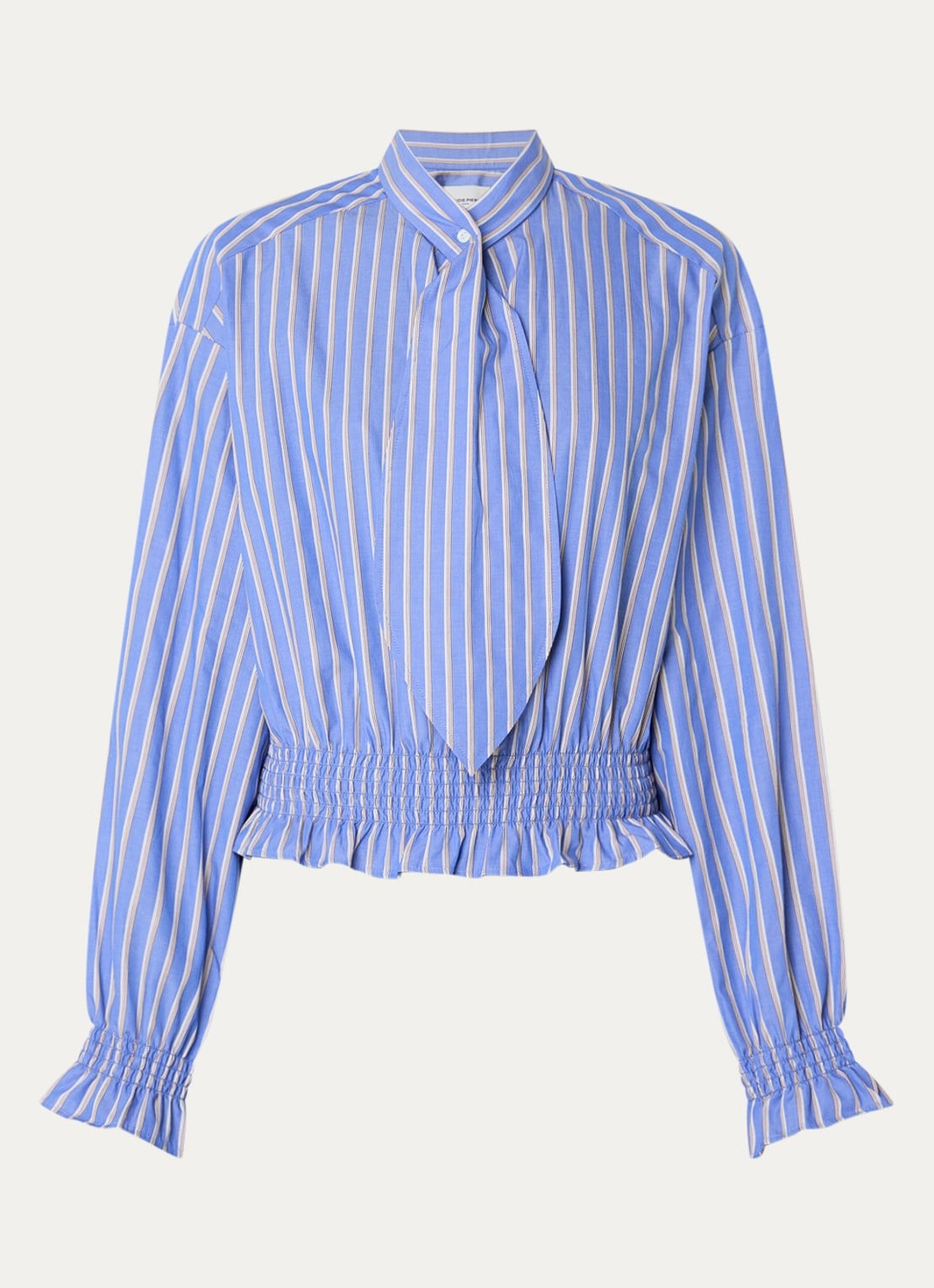Claudie Pierlot Tuniek met smockwerk en streepprint - voorkant 2 blauw