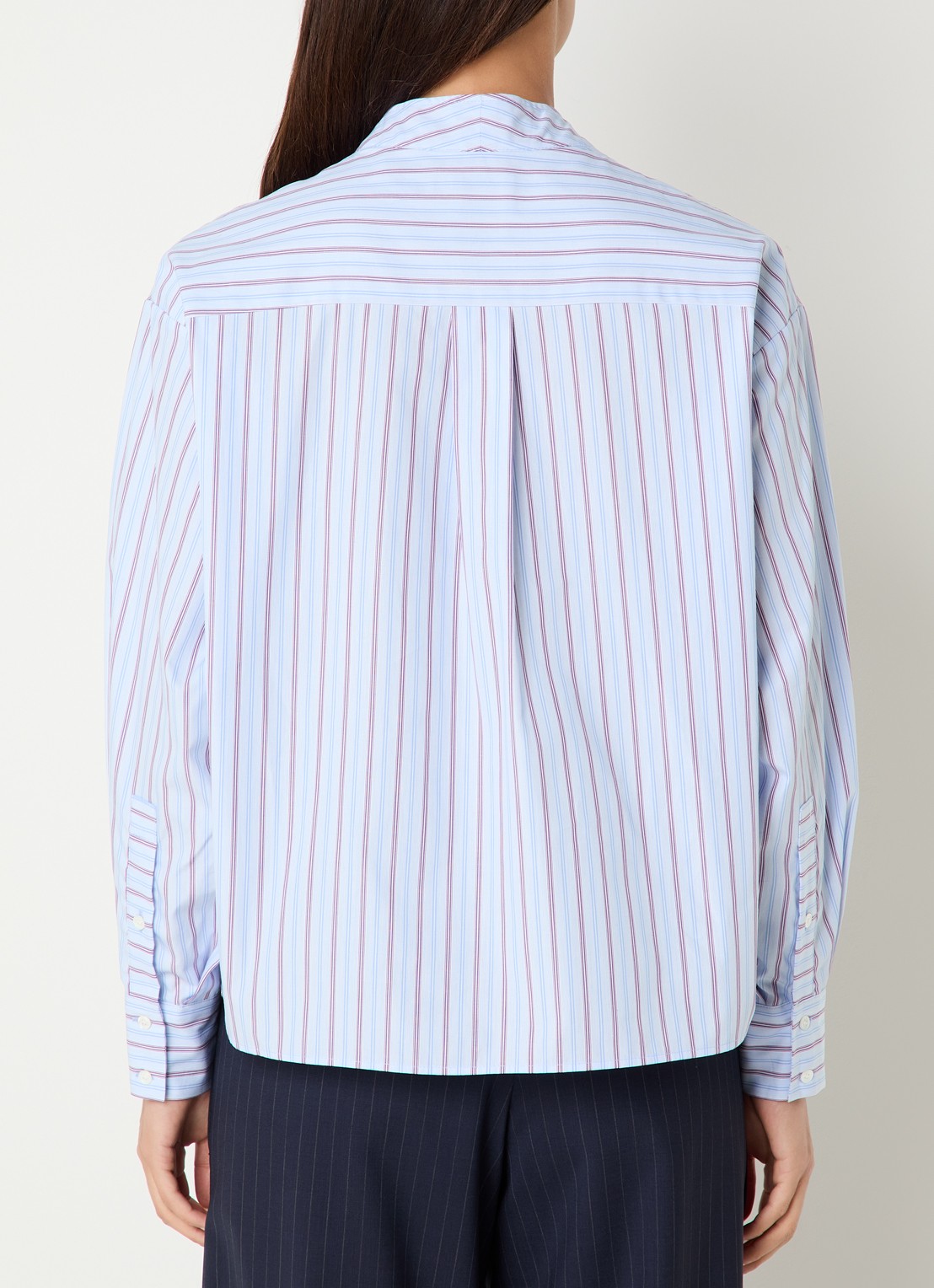 Claudie Pierlot Tuniek met streepprint en strikdetail - achterkant lichtblauw