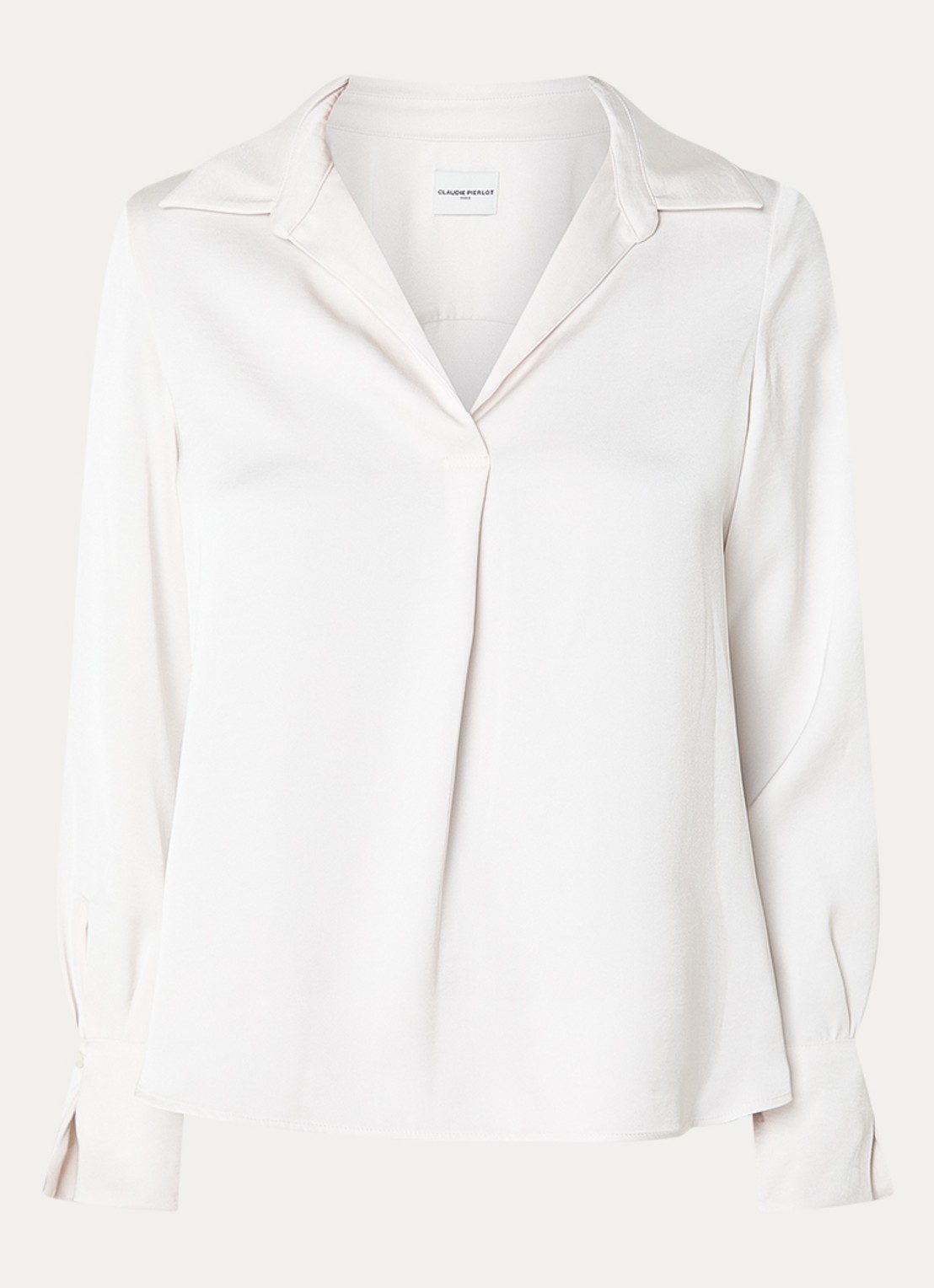 Claudie Pierlot Tuniek van satijn met V-hals - voorkant 2 creme