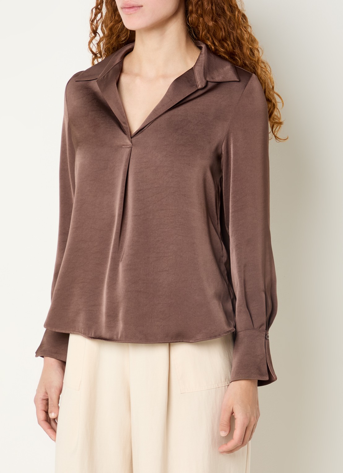 Claudie Pierlot Tuniek van satijn met V-hals - detail 4 bruin