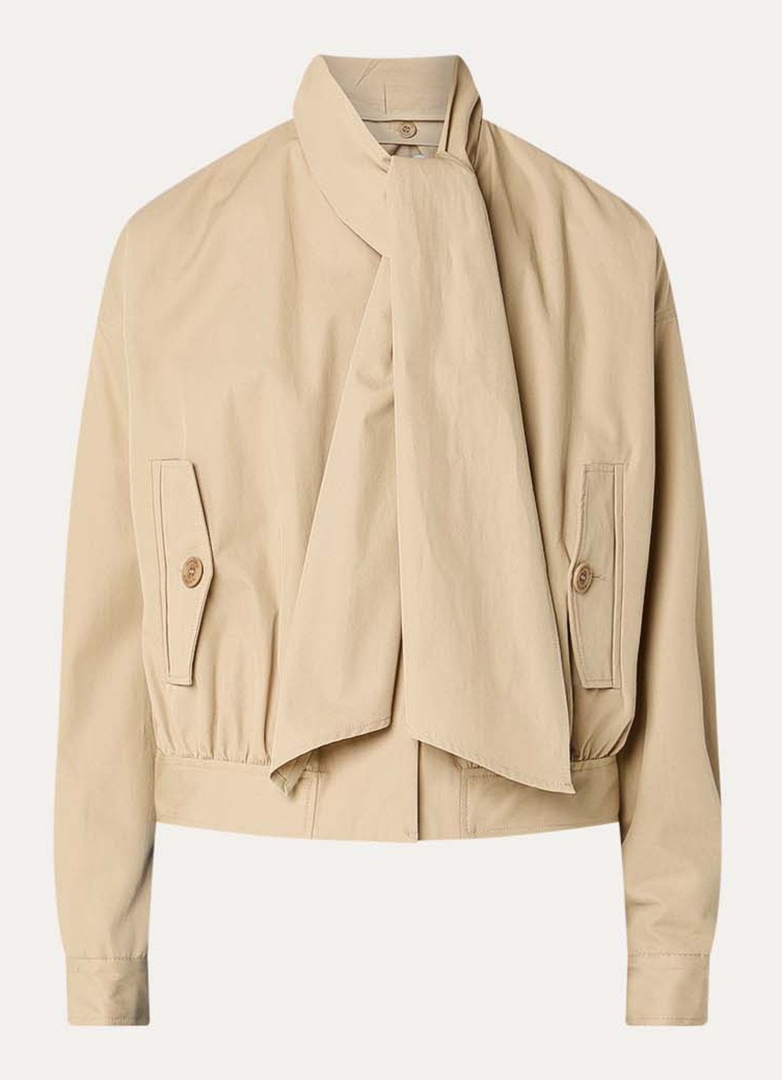 Claudie Pierlot Vally bomberjack met sjaalkraag - voorkant 3 zand