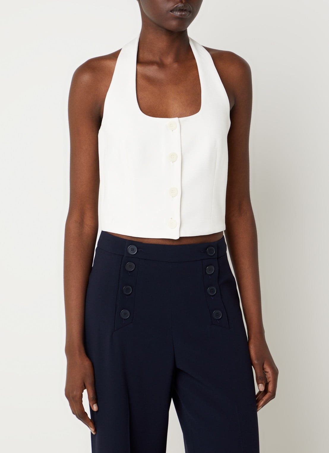 Claudie Pierlot Valmy crop top  - achterkant 4 gebroken wit
