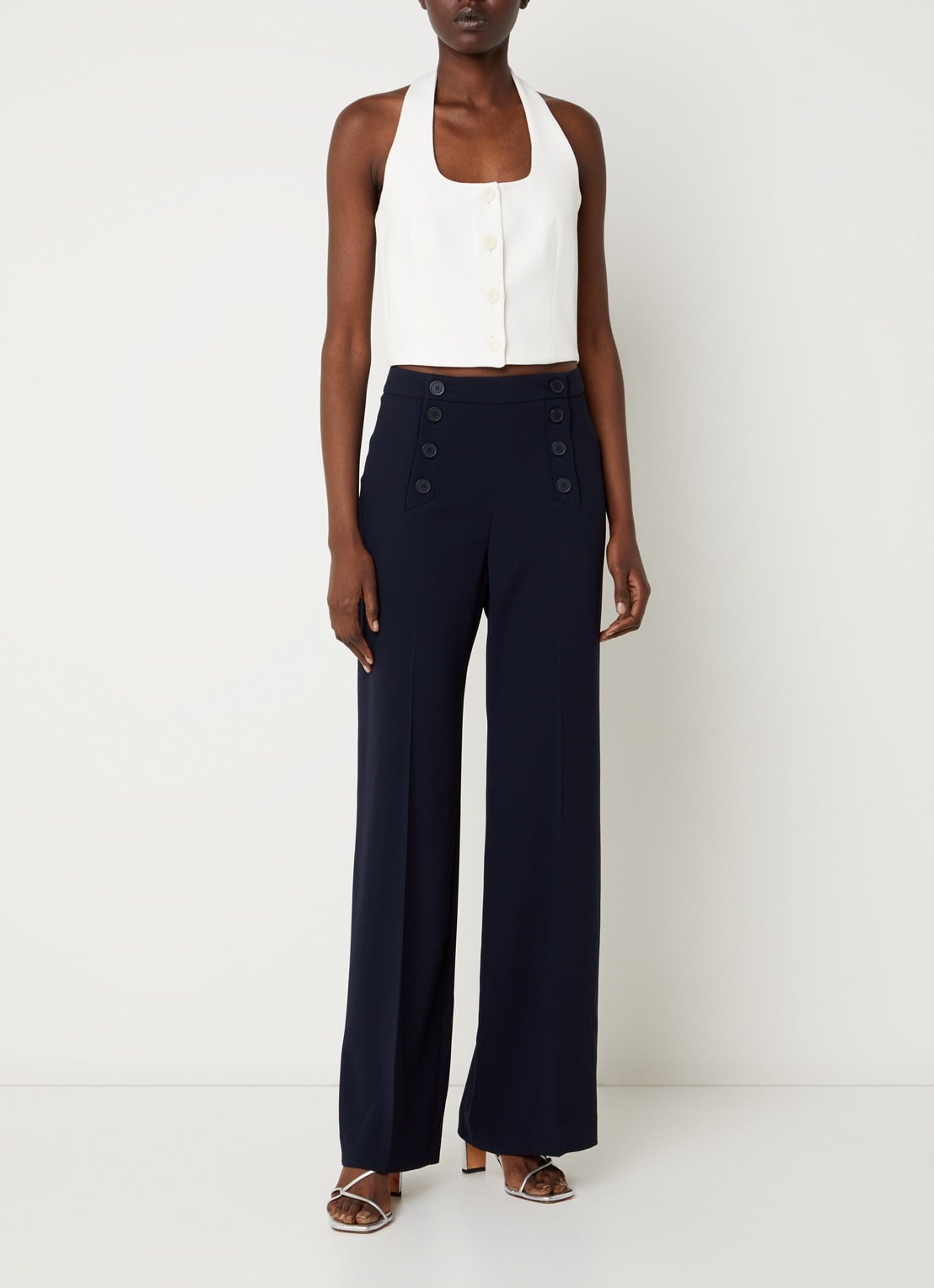 Claudie Pierlot Valmy crop top  - voorkant 3 gebroken wit