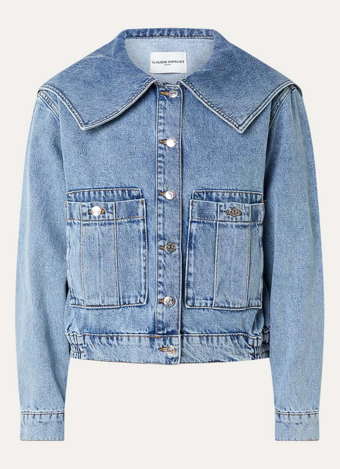 Claudie Pierlot Vesna spijkerjas met klepzakken - voorkant 2 indigo