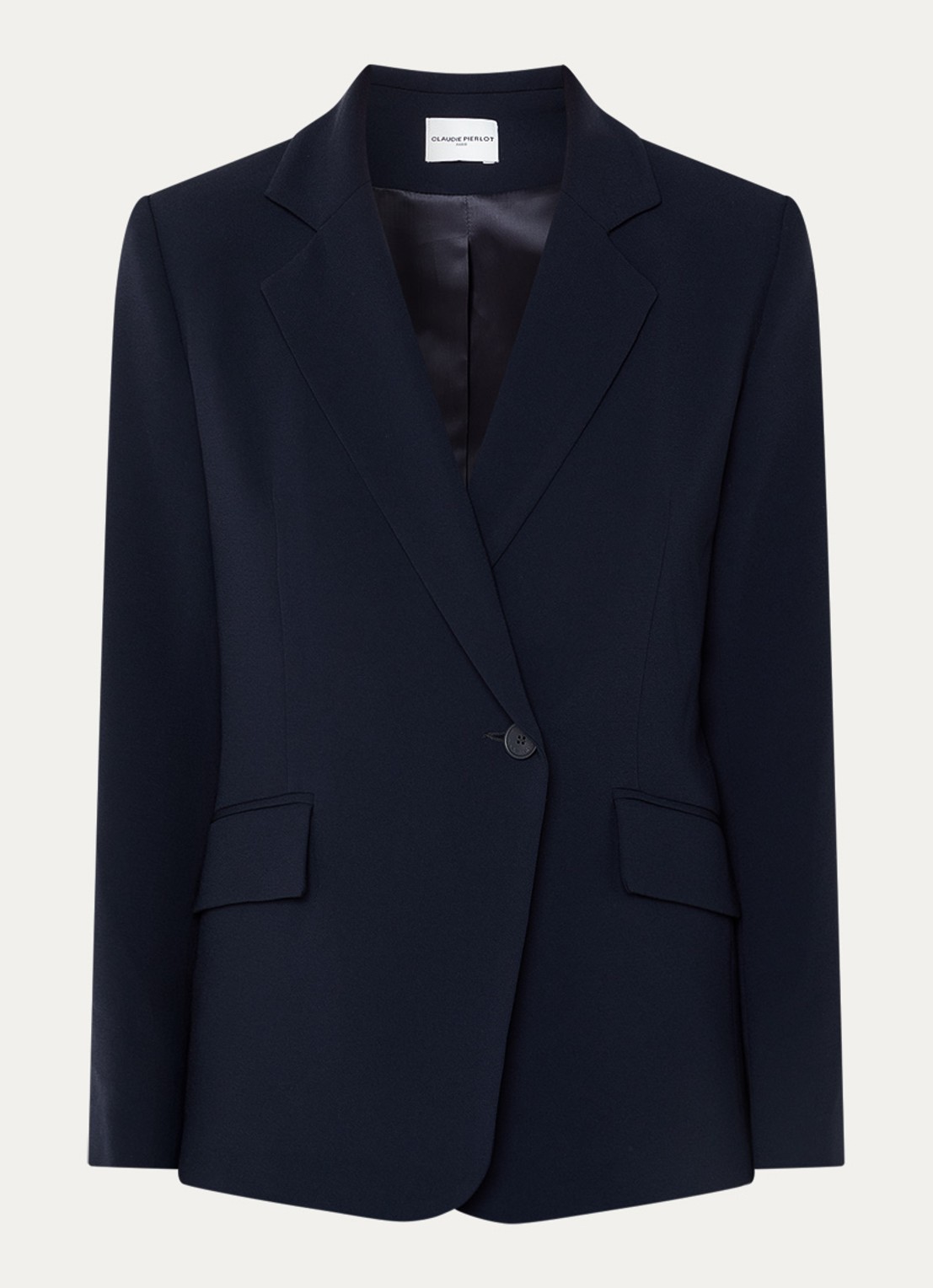 Claudie Pierlot Villaga blazer met schoudervulling en klepzakken - voorkant 2 donkerblauw