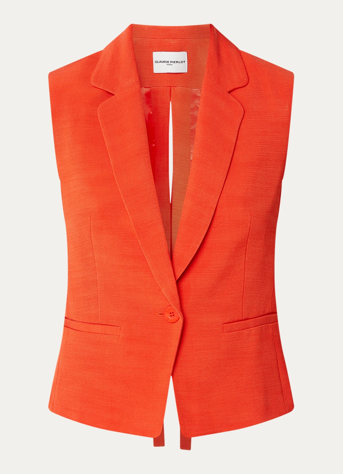 Claudie Pierlot Ville gilet met rug decolleté - voorkant 3 oranjerood