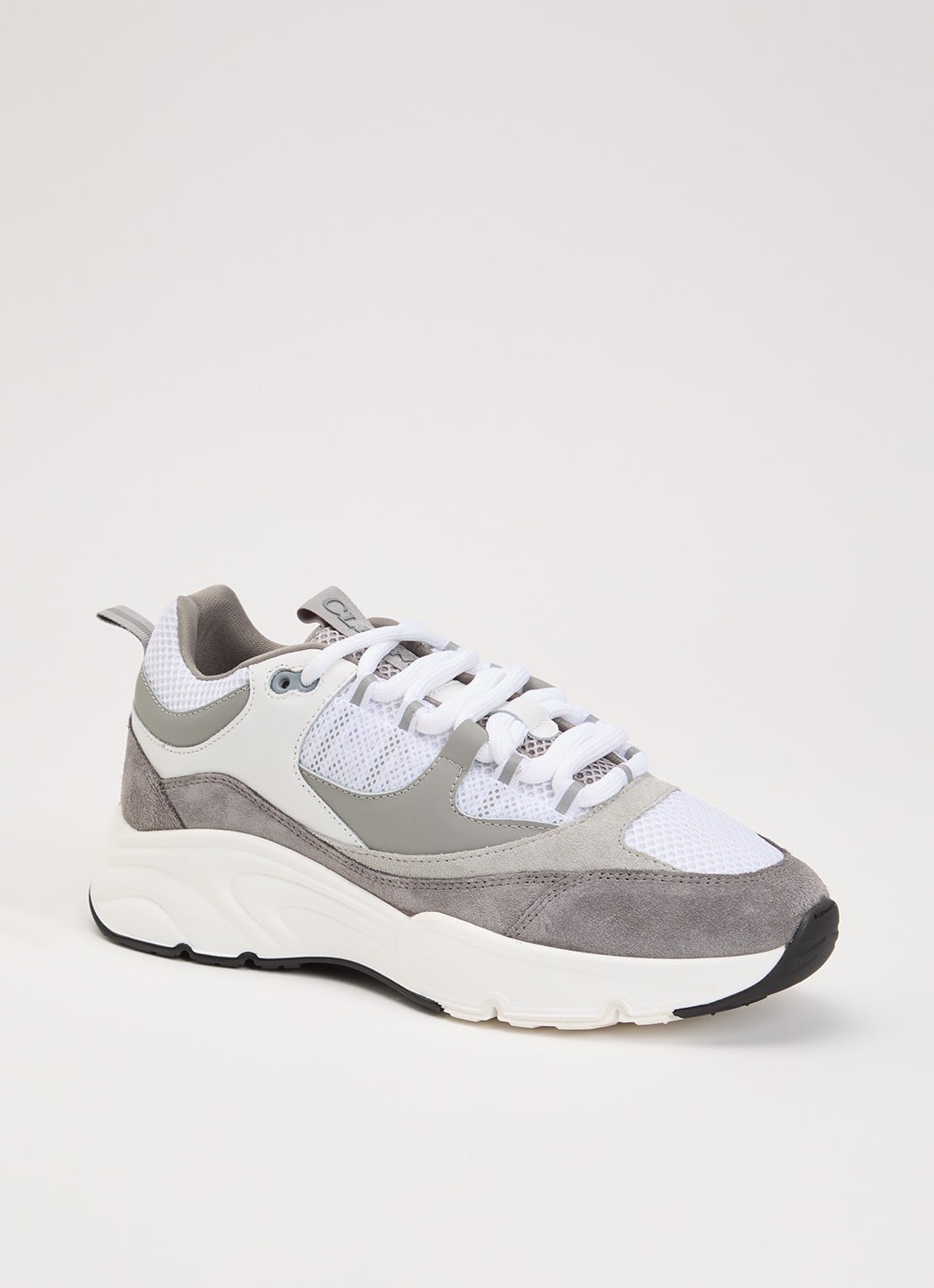 Cleens Aero Runner sneaker met suède details - voorkant grijs