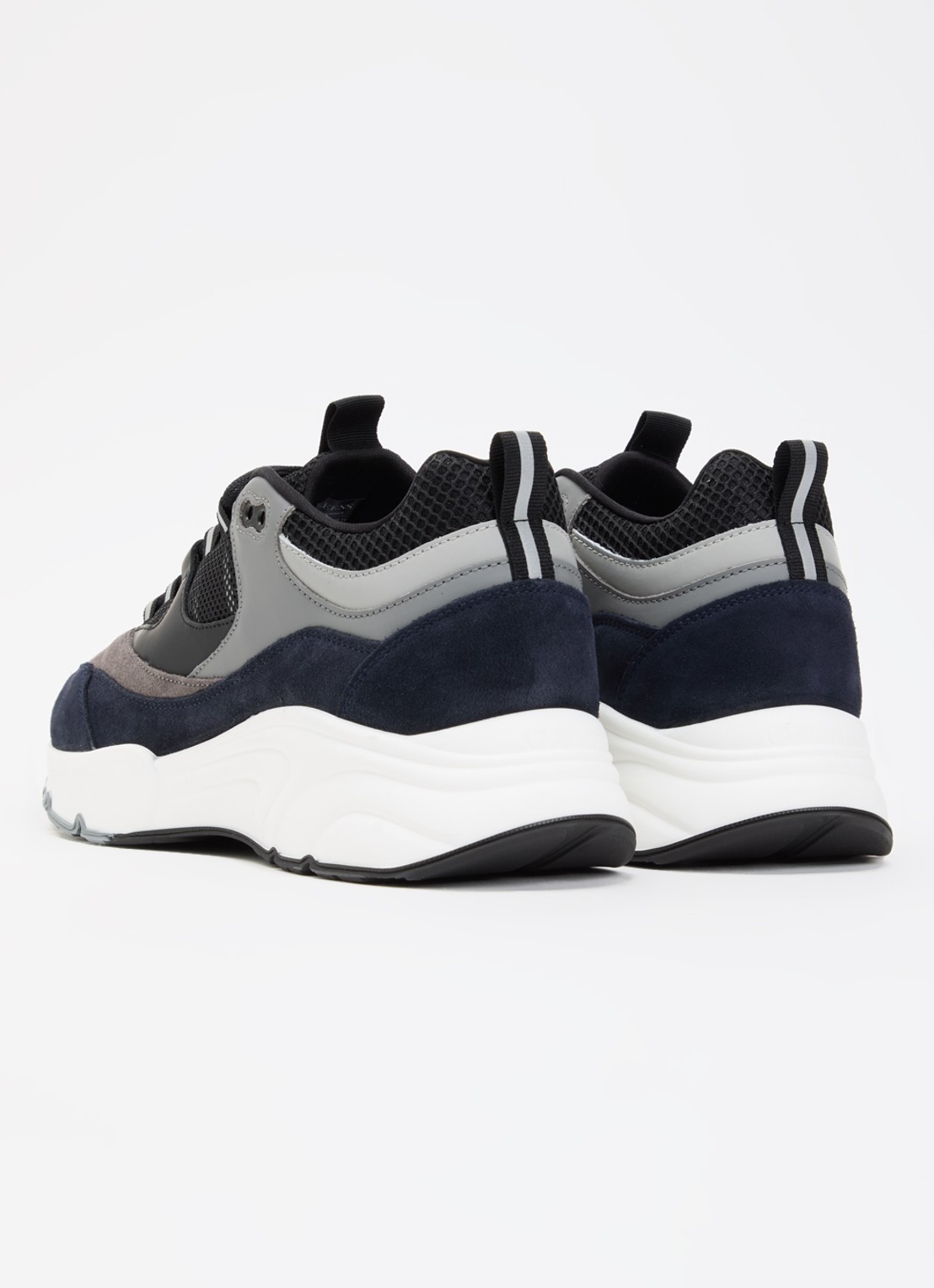 Cleens Aero Runner sneaker met suède details - achterkant donkerblauw