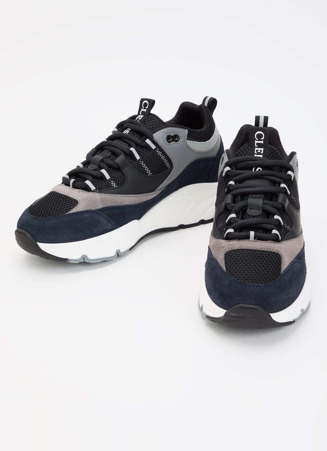 Cleens Aero Runner sneaker met suède details - detail 3 donkerblauw