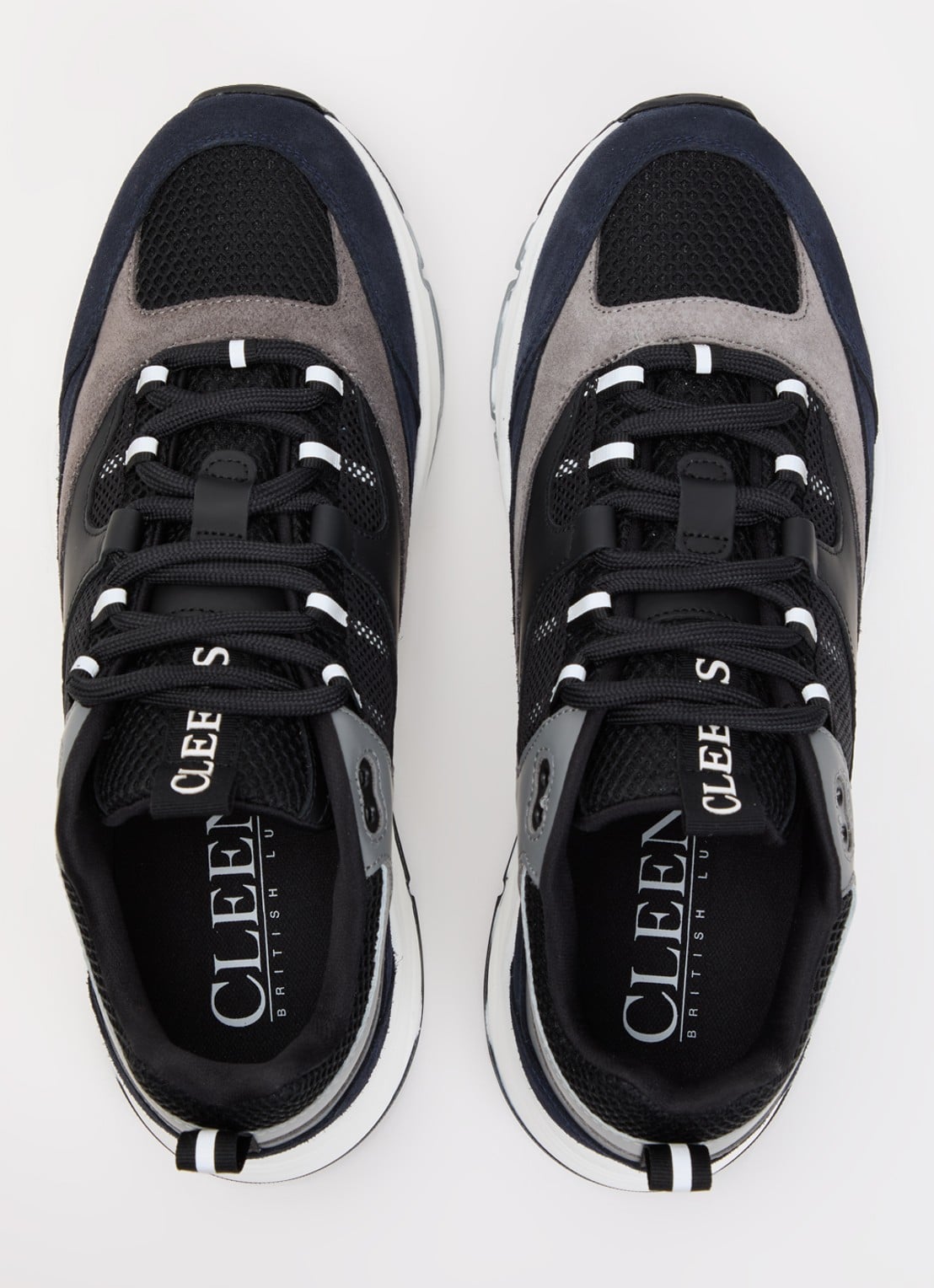 Cleens Aero Runner sneaker met suède details - detail 4 donkerblauw