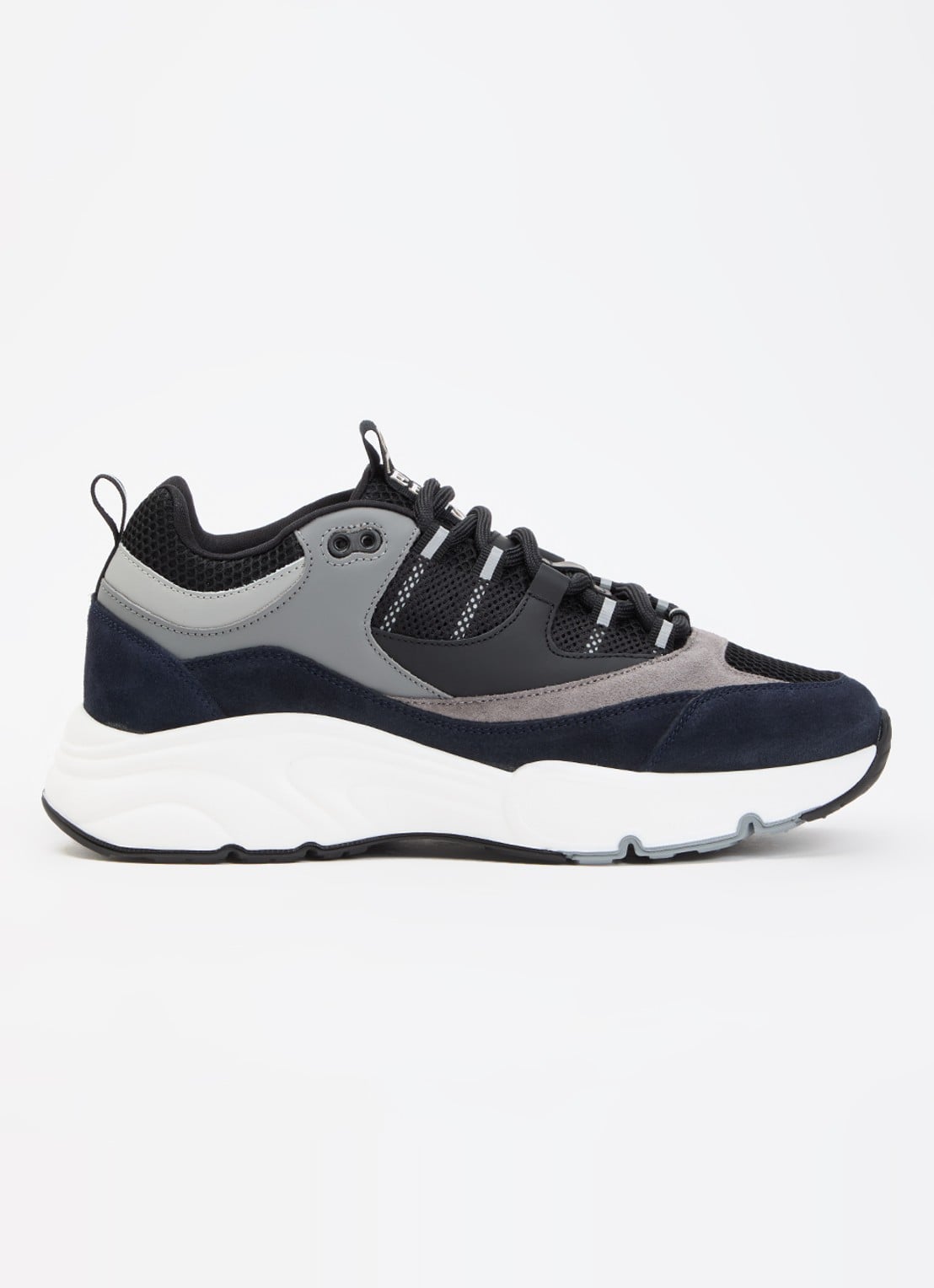 Cleens Aero Runner sneaker met suède details - voorkant 2 donkerblauw