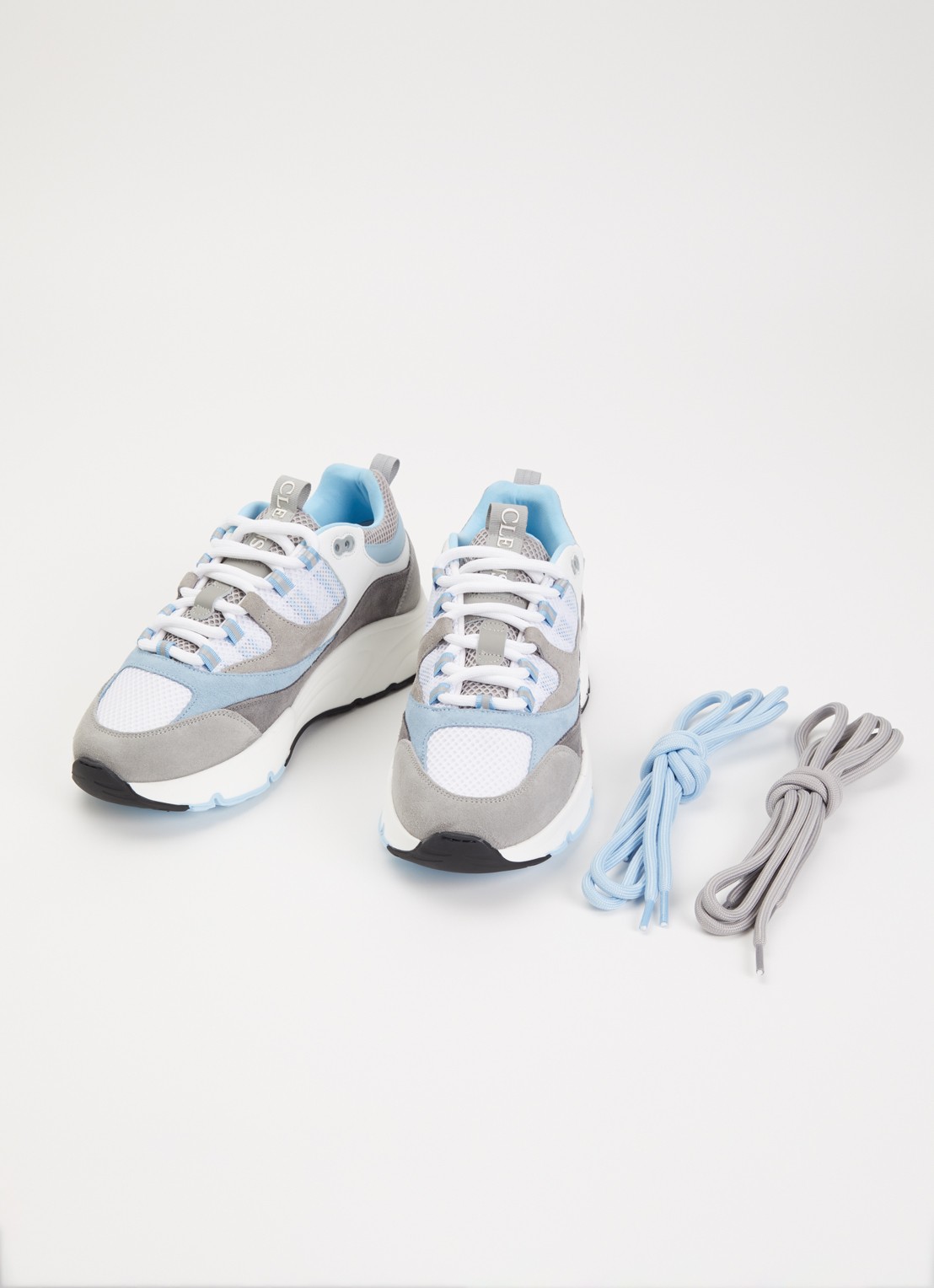 Cleens Aero Runner sneaker met suède details - detail 3 grijs