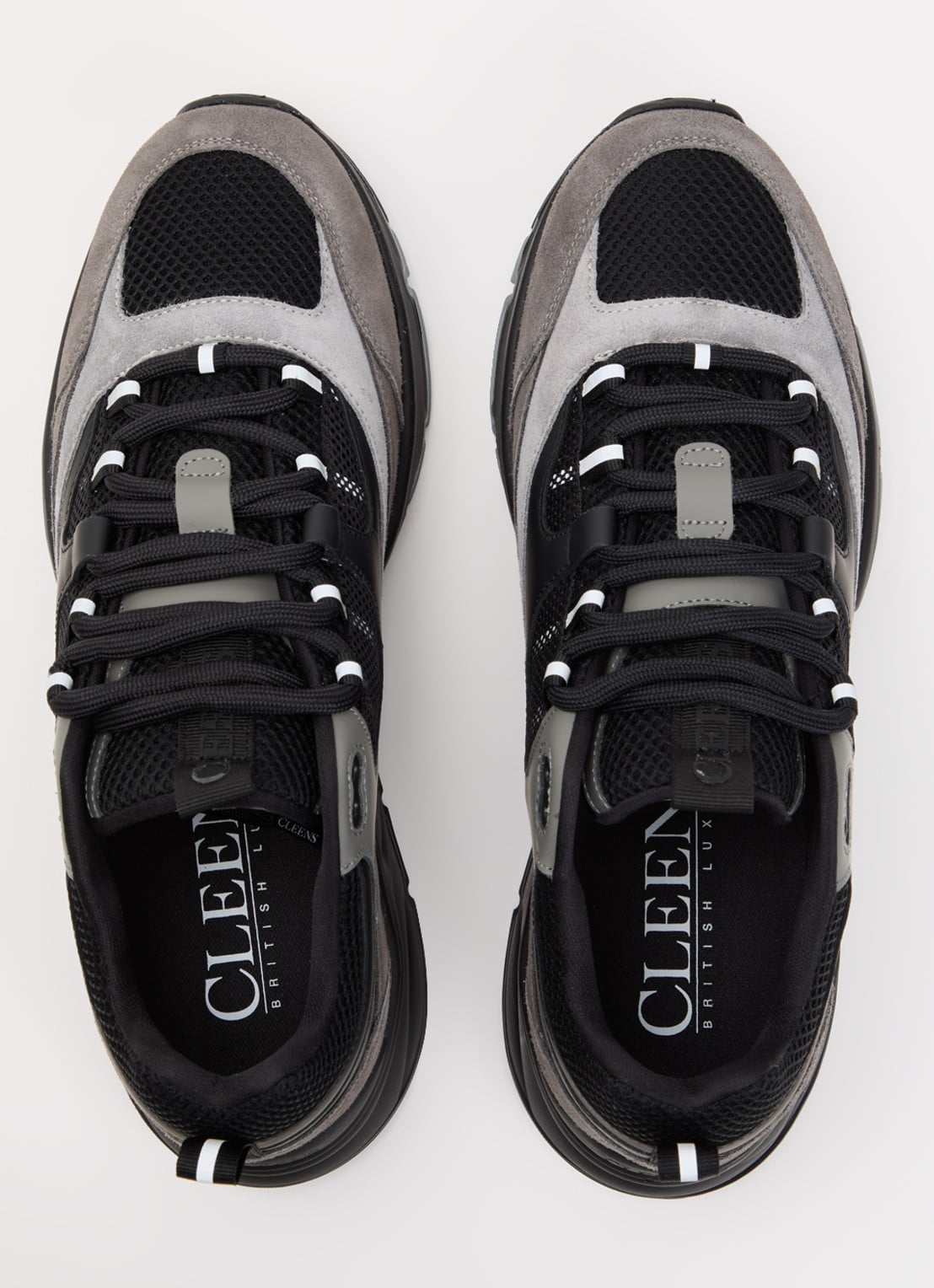 Cleens Aero Runner sneaker van leer met suède details - detail 3 grijs