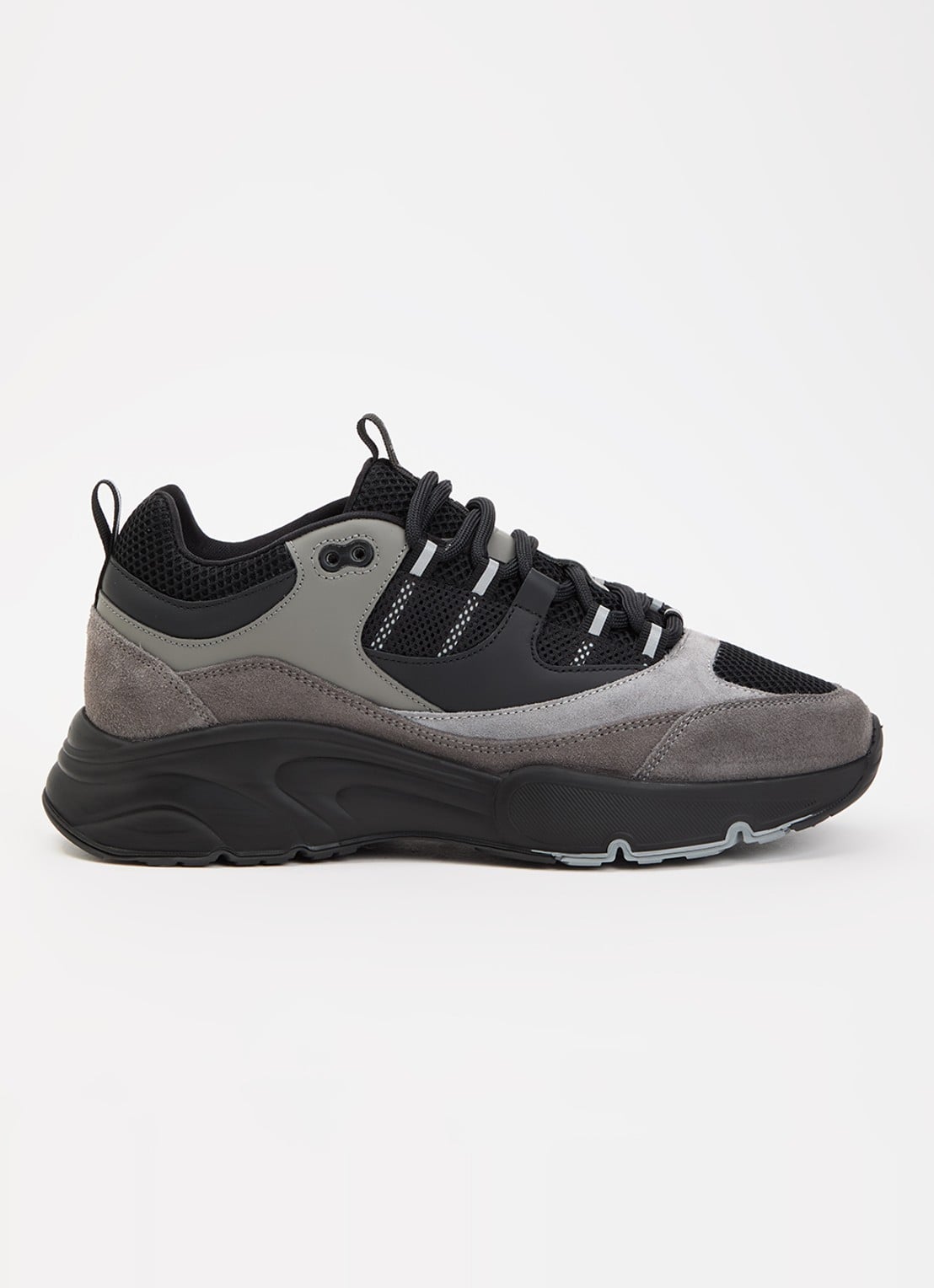 Cleens Aero Runner sneaker van leer met suède details - voorkant 5 grijs