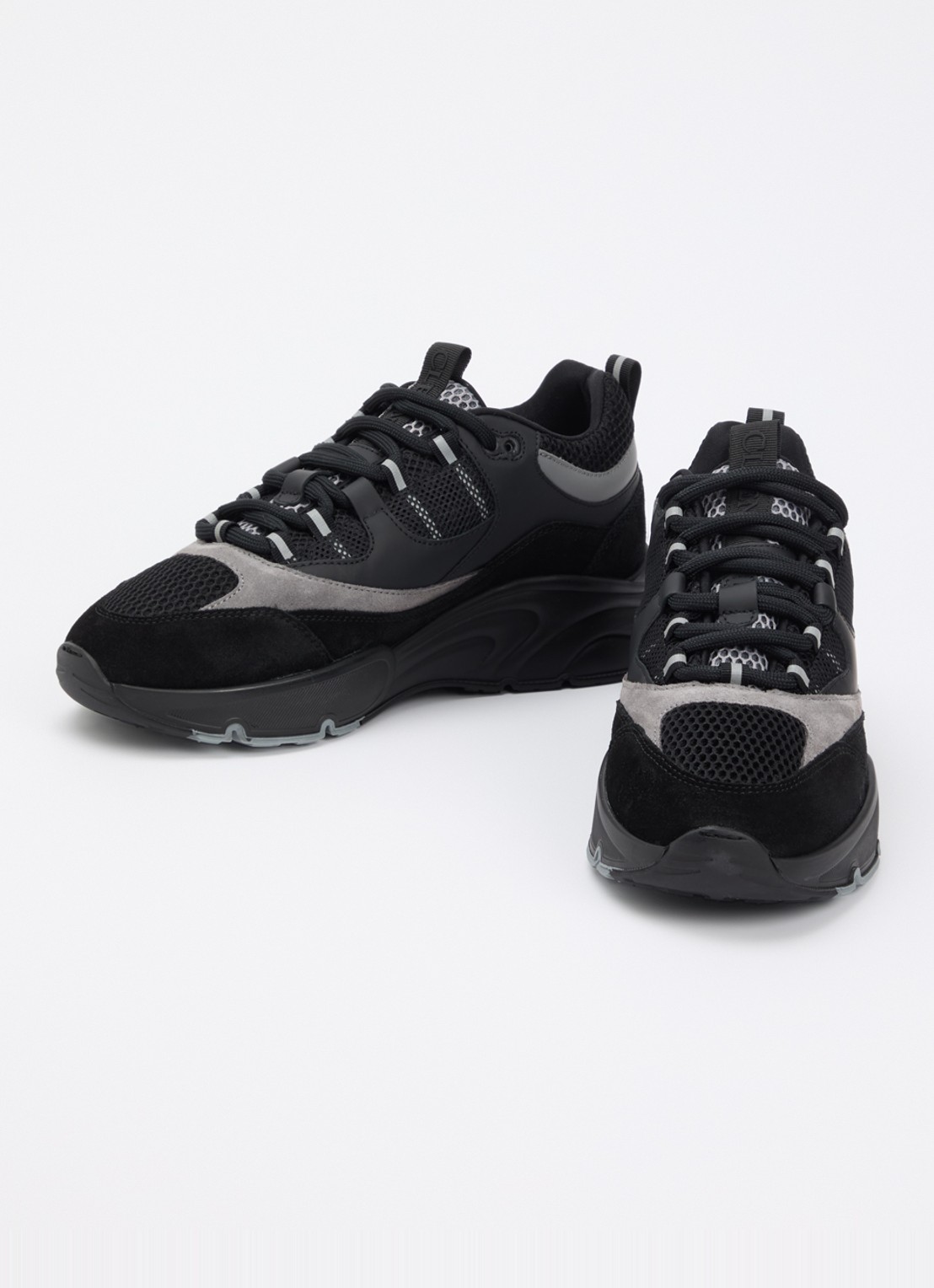 Cleens Aero Runner sneaker van mesh met details van suède - detail 3 zwart