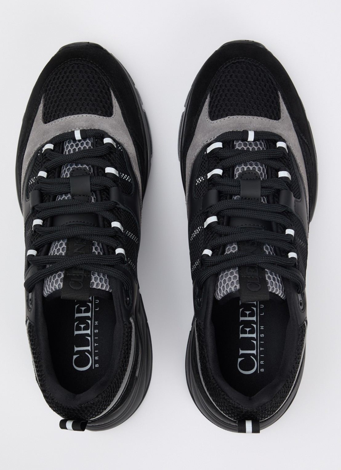 Cleens Aero Runner sneaker van mesh met details van suède - detail 4 zwart