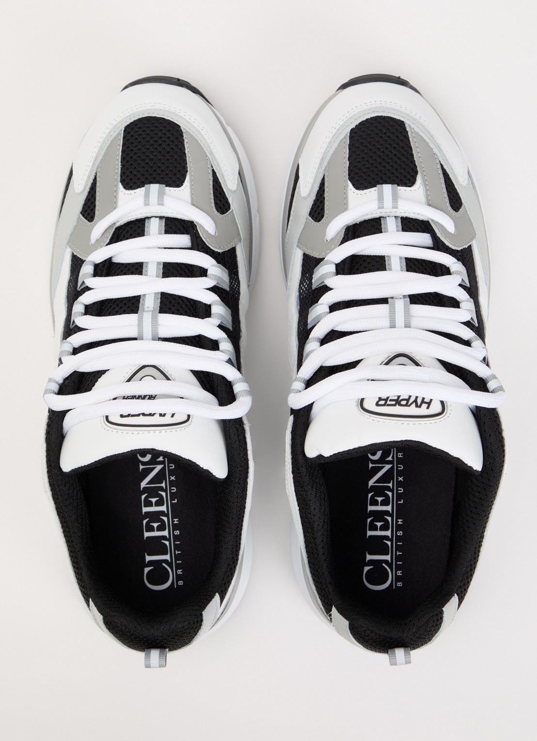 Cleens Hyper Runner sneaker met leren details - detail 4 lichtgrijs