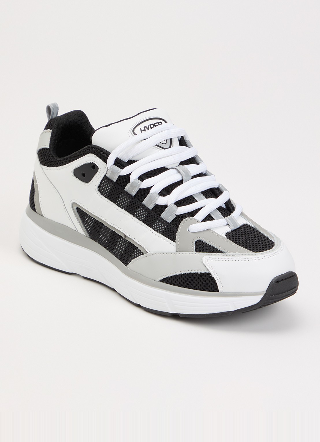 Cleens Hyper Runner sneaker met leren details - voorkant 2 lichtgrijs