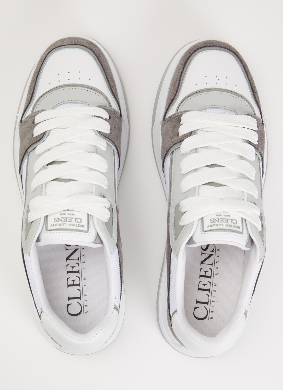 Cleens Lay Up sneaker met leren en suède details - detail 3 grijs