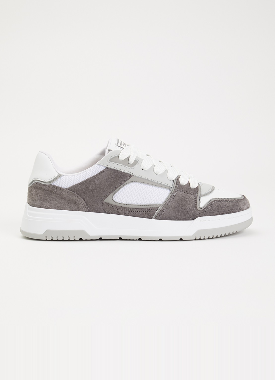Cleens Lay Up sneaker met leren suède details - voorkant grijs