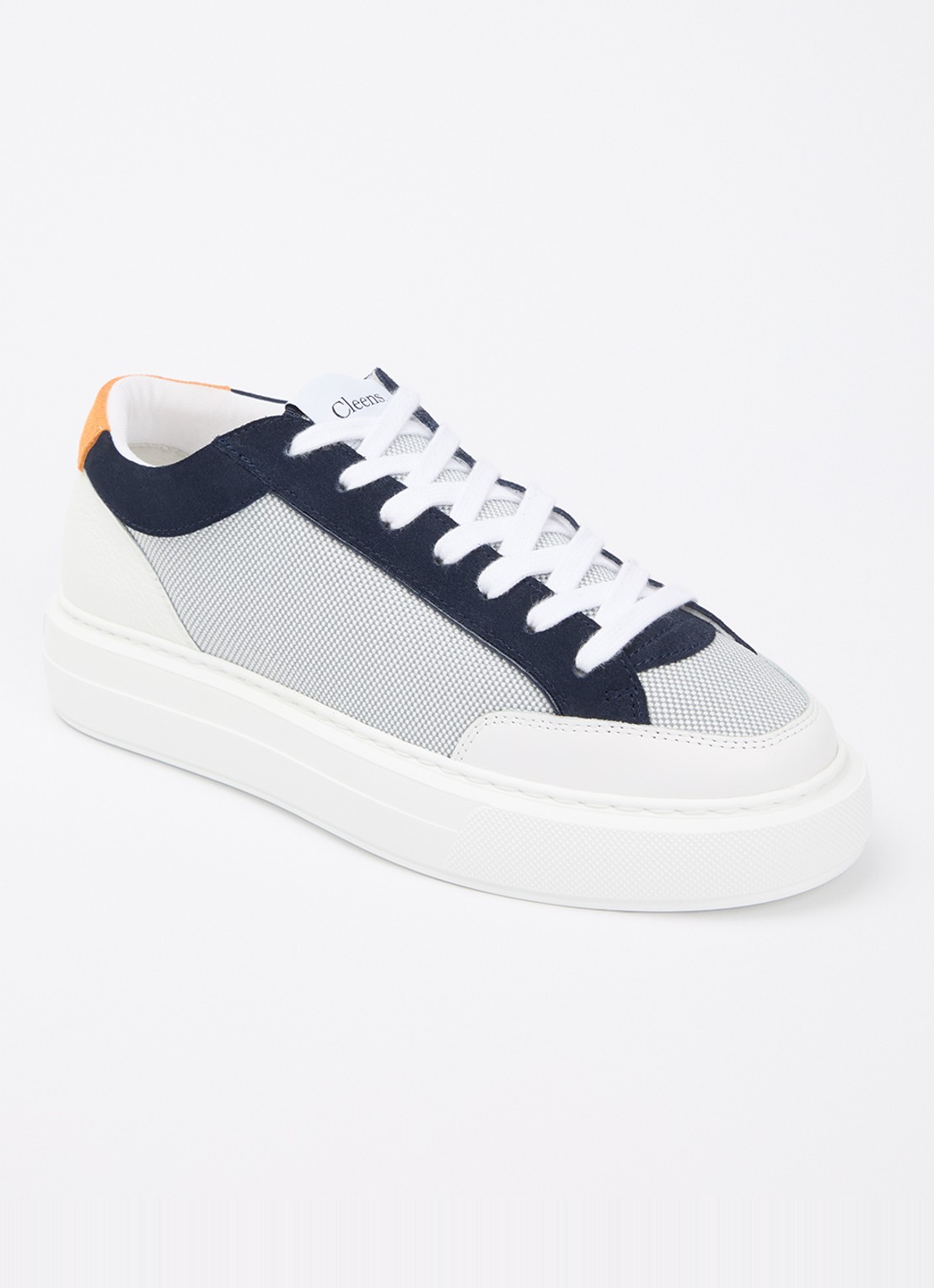Cleens Luxor sneaker met suède details - voorkant 4 wit