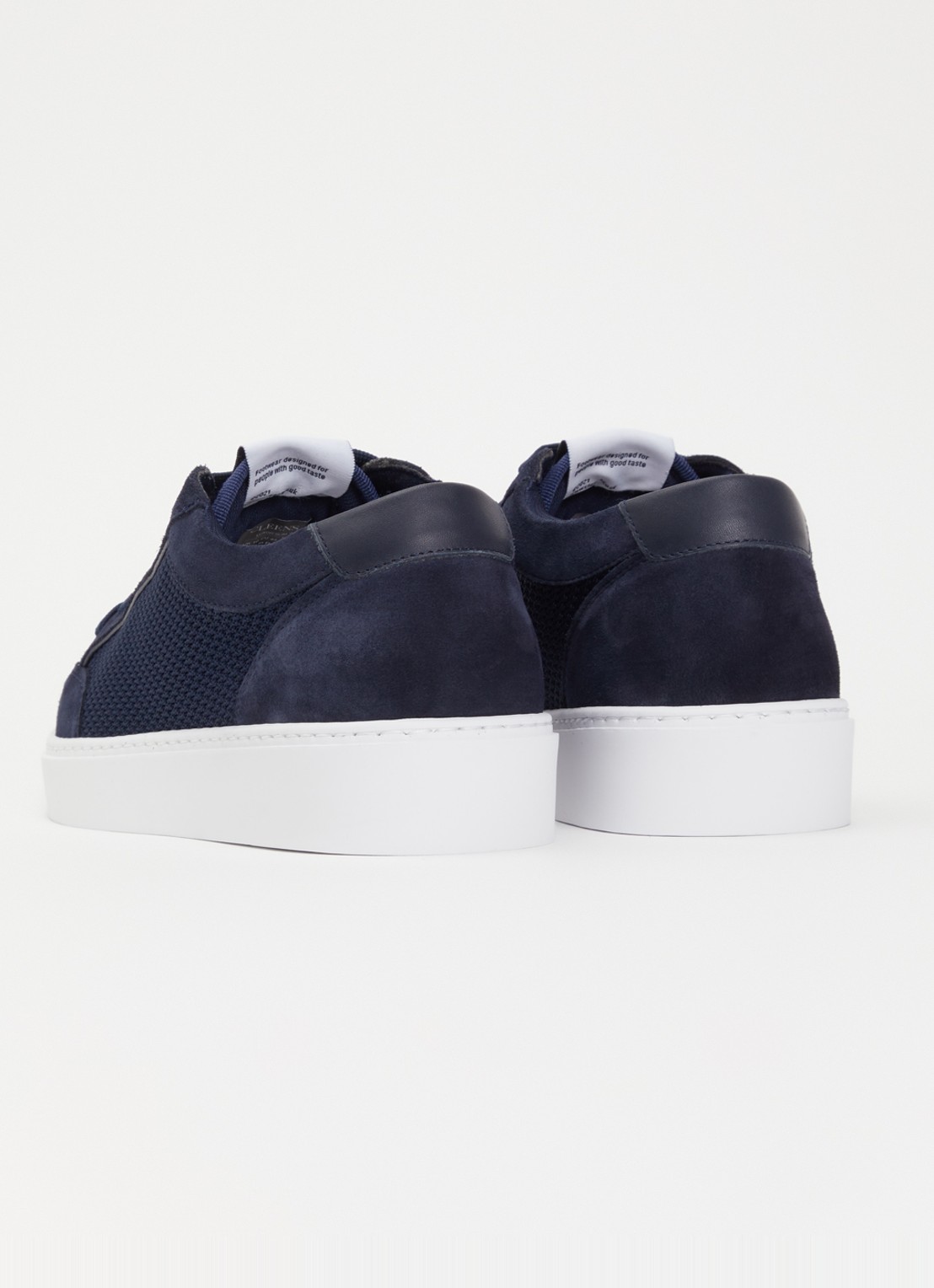 Cleens Luxor sneaker met suède details - achterkant donkerblauw