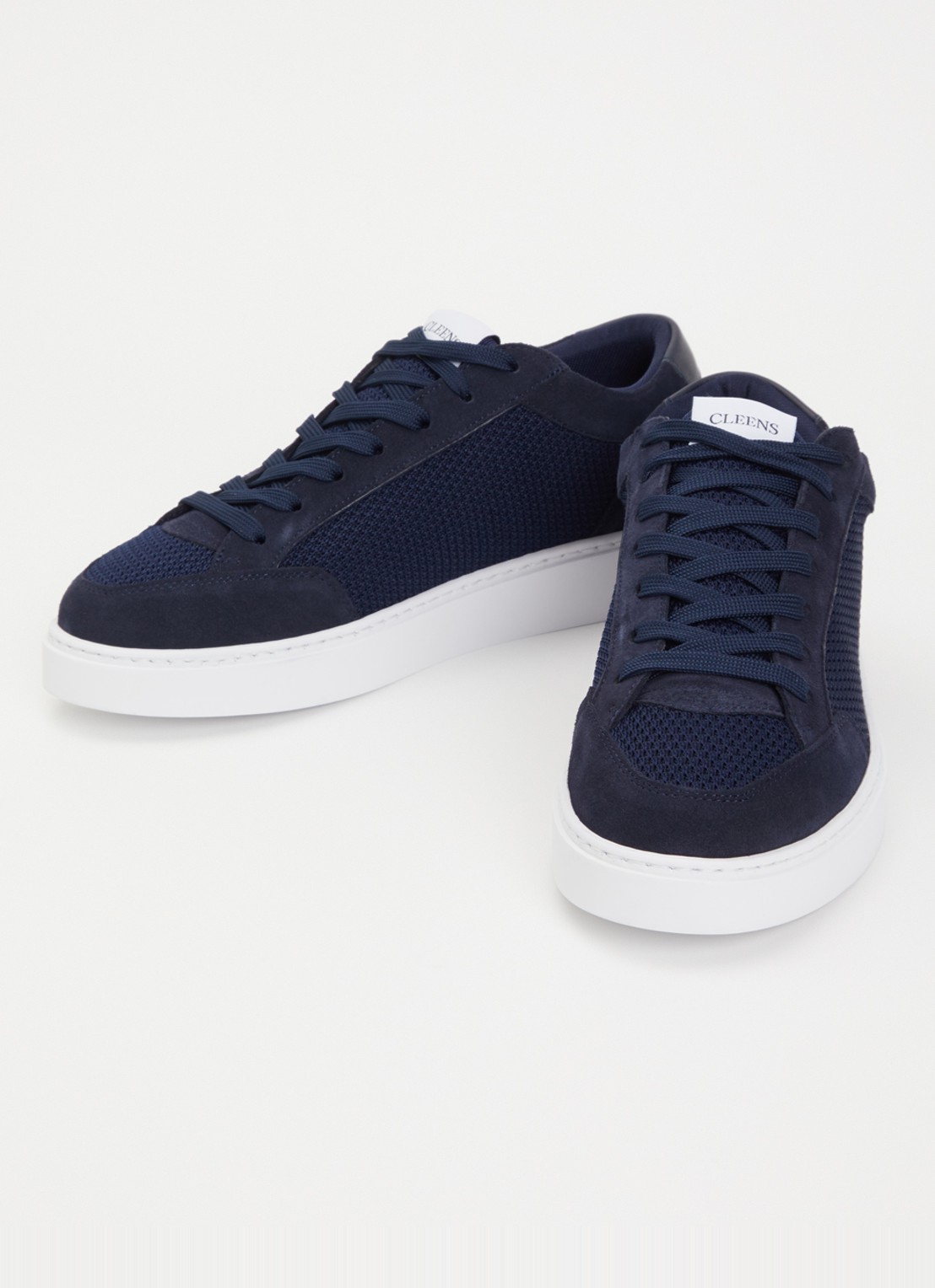 Cleens Luxor sneaker met suède details - detail 2 donkerblauw