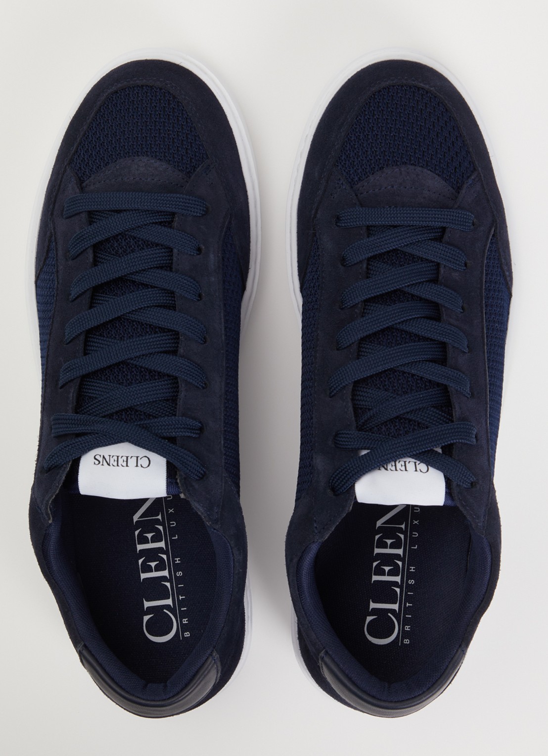 Cleens Luxor sneaker met suède details - detail 3 donkerblauw