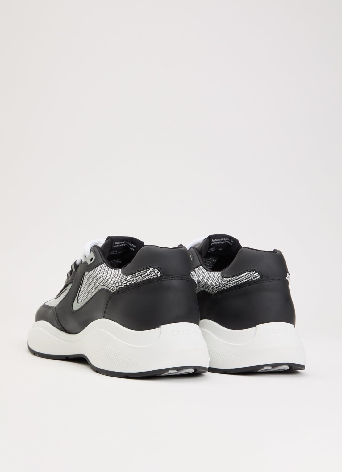 Cleens Podium sneaker van leer met details van mesh - achterkant 2 zwart