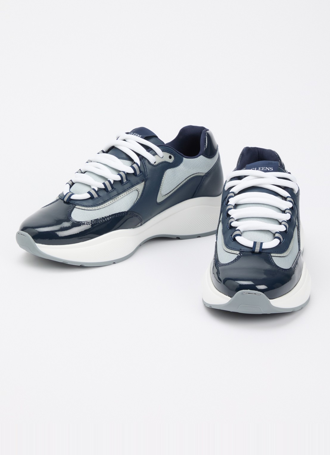 Cleens Podium sneaker van mesh met details van leer - detail indigo