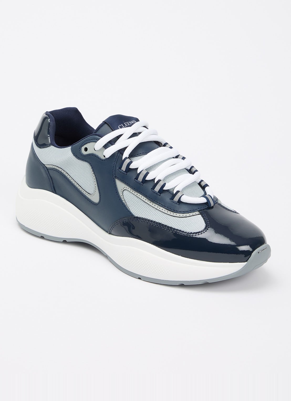 Cleens Podium sneaker van mesh met details van leer - voorkant 4 indigo