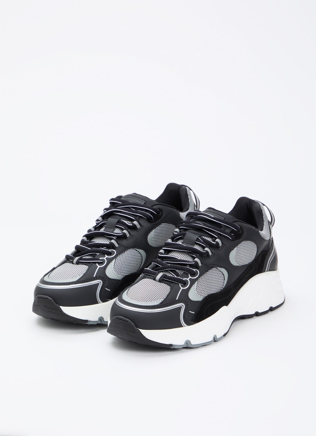 Cleens Pulse Runner sneaker met leren details - detail 2 antraciet