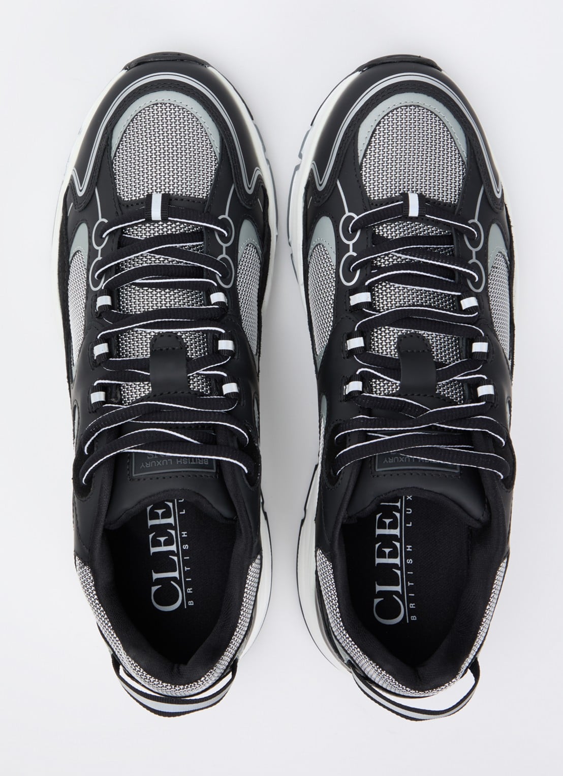 Cleens Pulse Runner sneaker met leren details - detail 3 antraciet