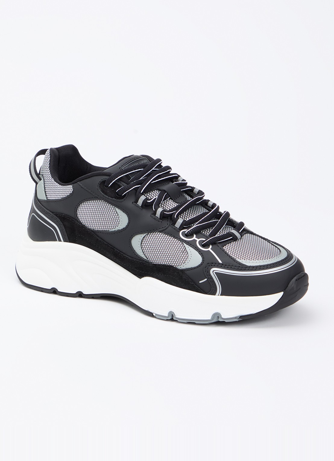 Cleens Pulse Runner sneaker met leren details - voorkant antraciet