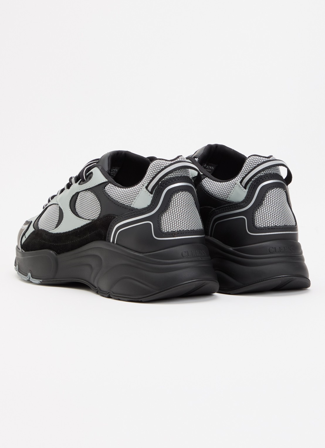 Cleens Pulse Runner sneaker met leren details - achterkant 5 zwart