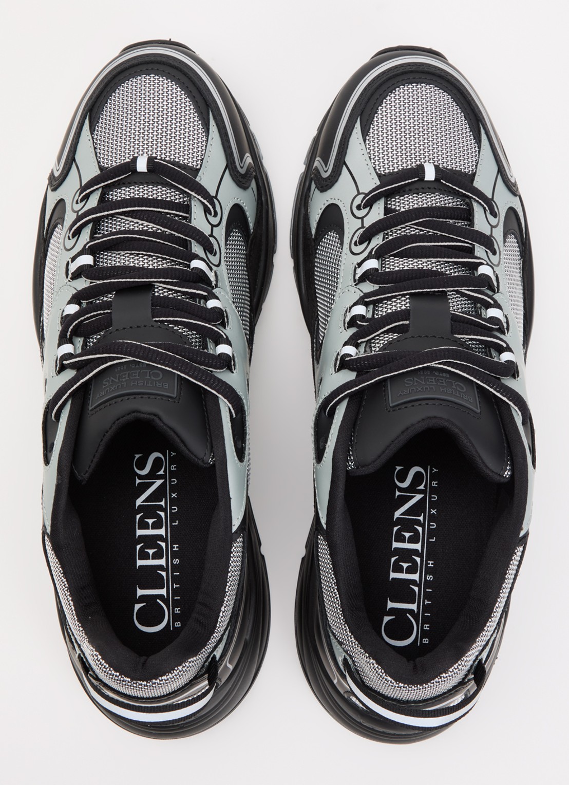 Cleens Pulse Runner sneaker met leren details - detail 3 zwart