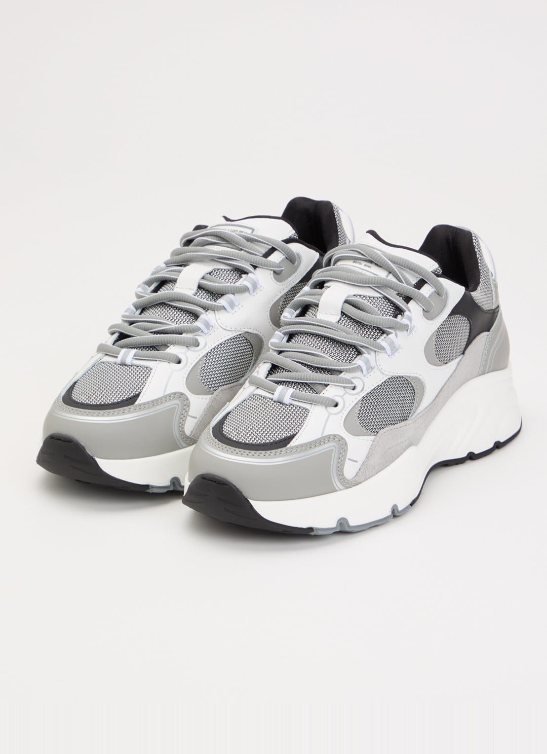 Cleens Pulse Runner sneaker van mesh met leren details - detail 2 grijs