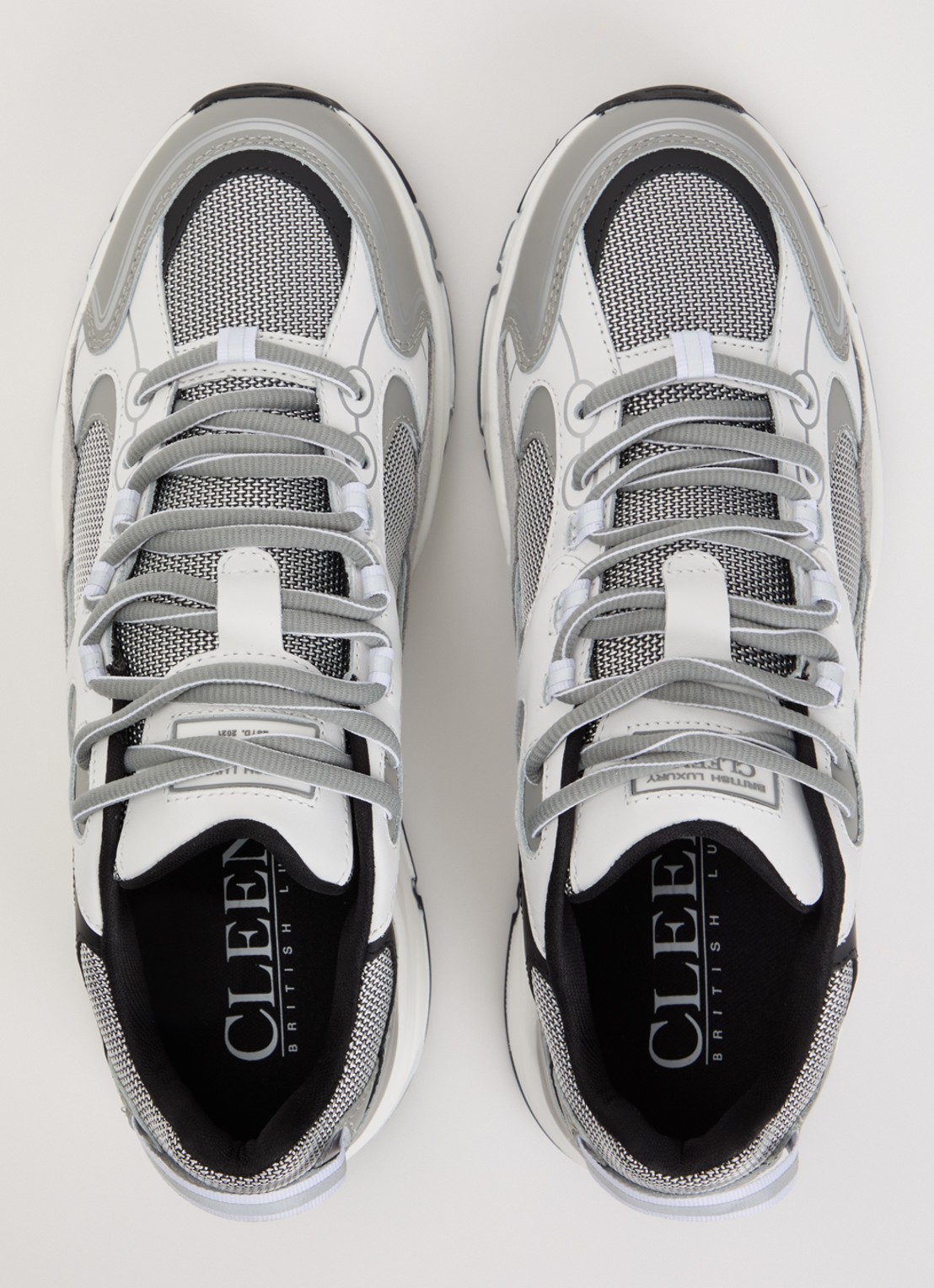 Cleens Pulse Runner sneaker van mesh met leren details - detail 3 grijs