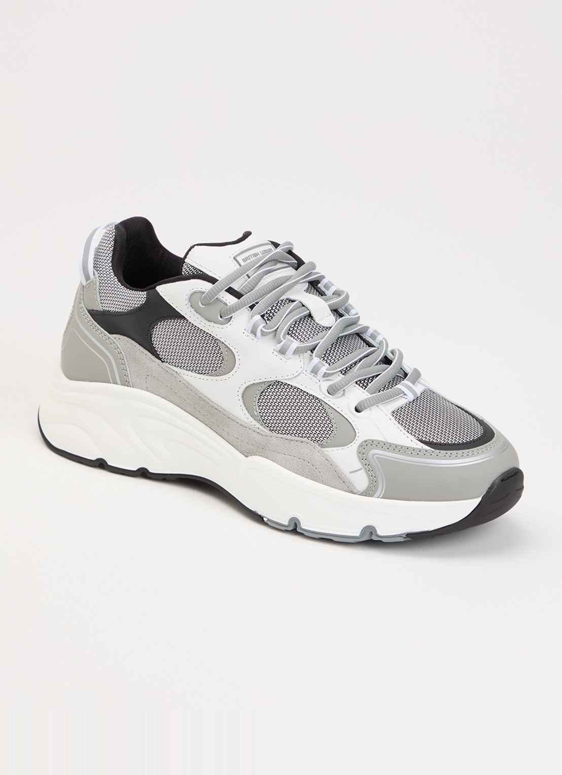 Cleens Pulse Runner sneaker van mesh met leren details - voorkant 5 grijs