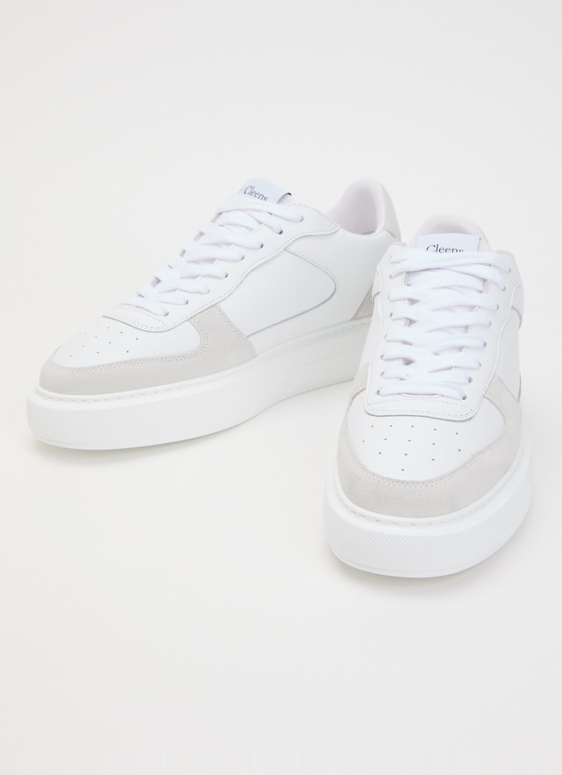 Cleens Sneaker van leer met suède details - detail 3 wit
