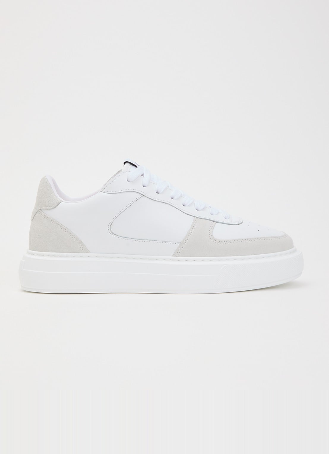 Cleens Sneaker van leer met suède details - voorkant 2 wit