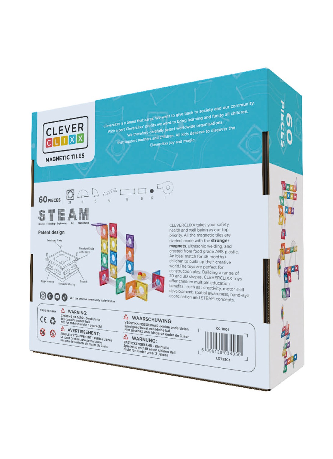 Cleverclixx Ball Run Compact Pack Intense 60 Stuks - knikkerbaan - voorkant 2 multicolor