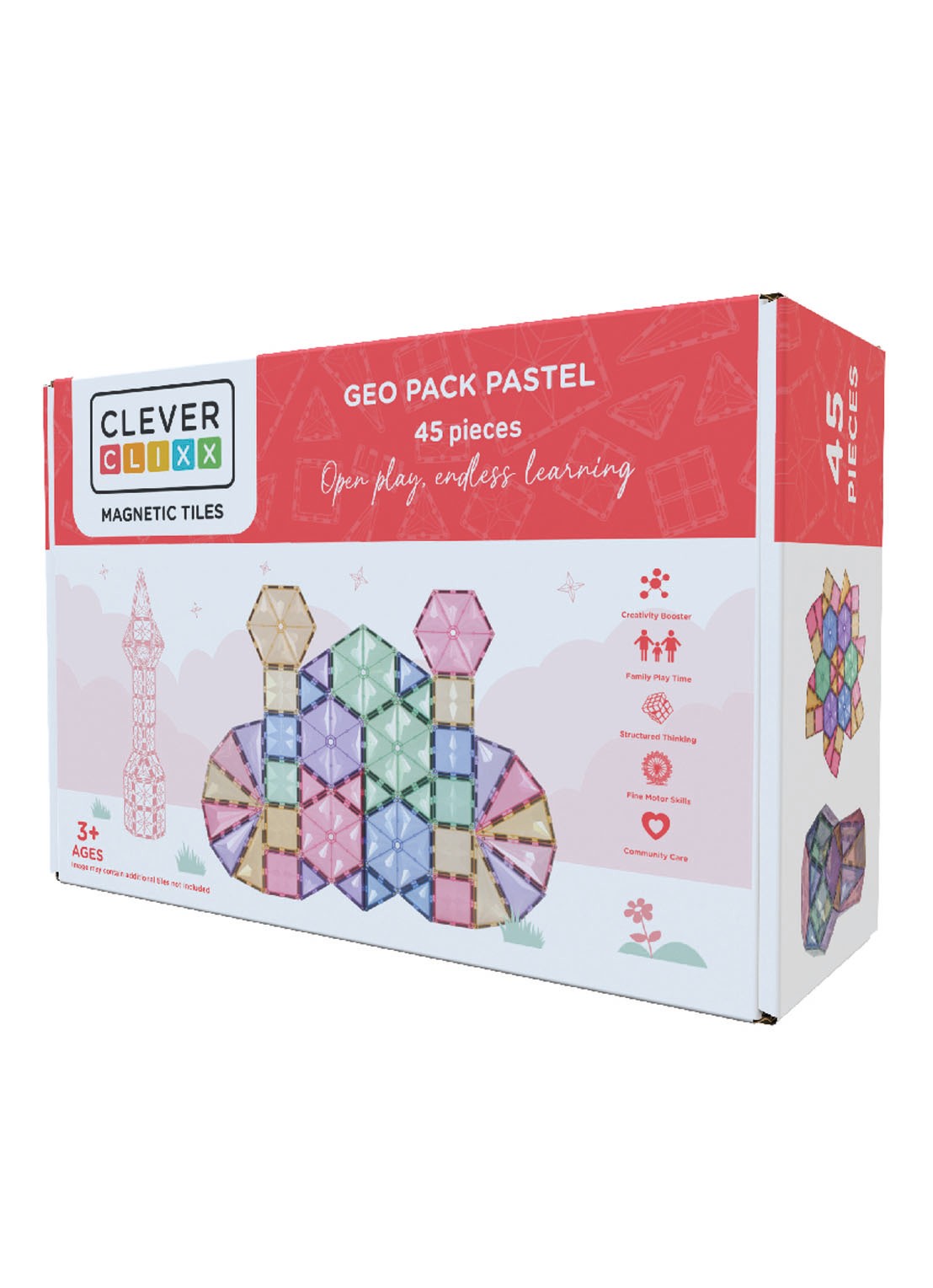 Cleverclixx Geo Pack bouwset 45 Stuks - voorkant multicolor