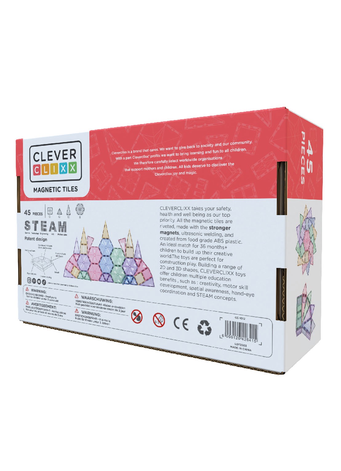 Cleverclixx Geo Pack bouwset 45 Stuks - voorkant 2 multicolor